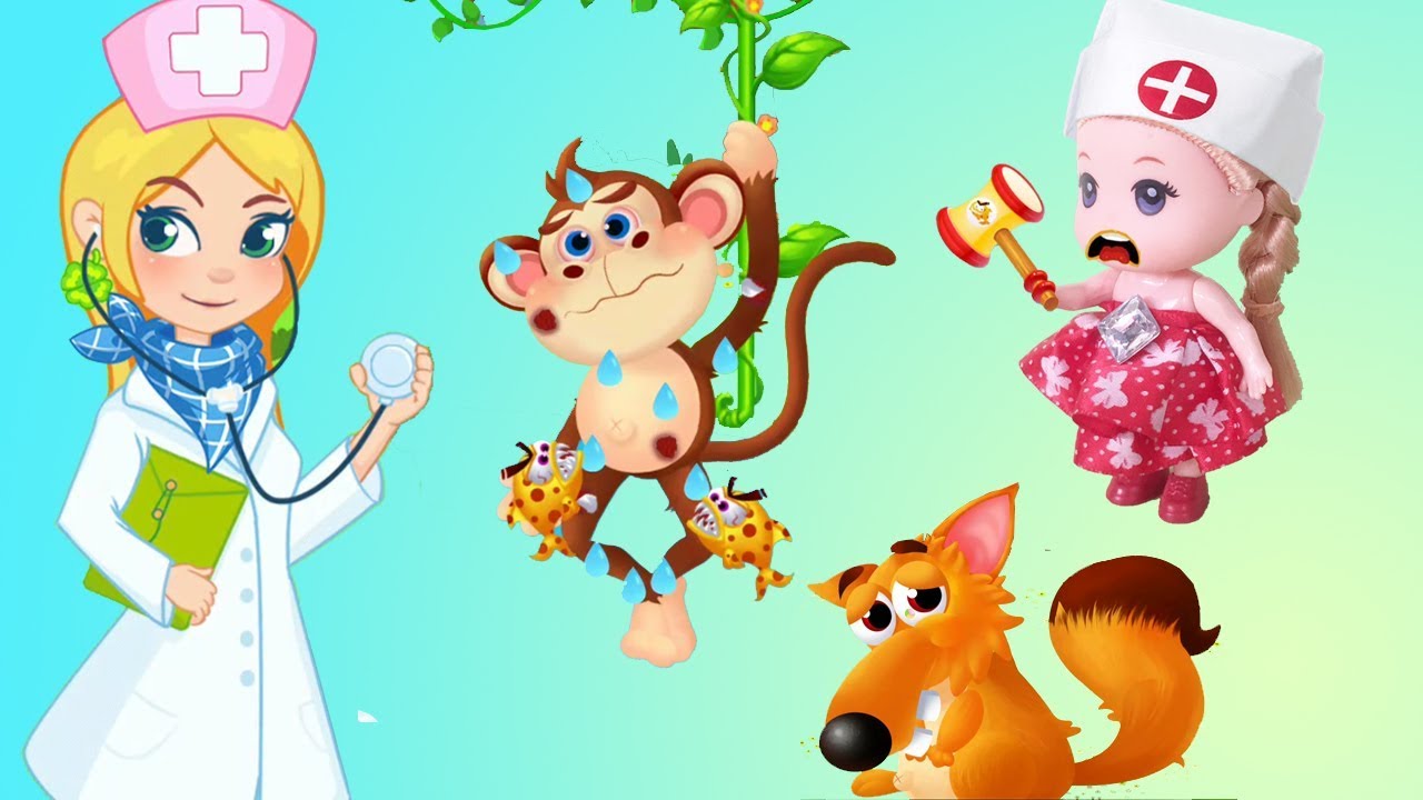 Trò Chơi BÉ NA GIẢI CỨU KHỈ CON Và Làm Bác Sĩ Khám Bênh Cùng Búp Bê
