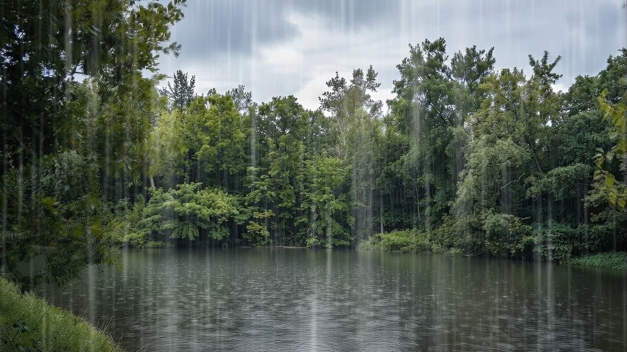 3h Peaceful Lake Rain  Deep Sleep, Meditation
