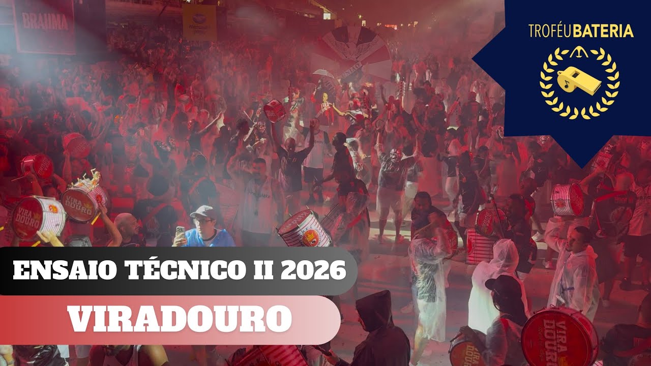 Bateria da Viradouro no segundo ensaio técnico para o carnaval 2026
