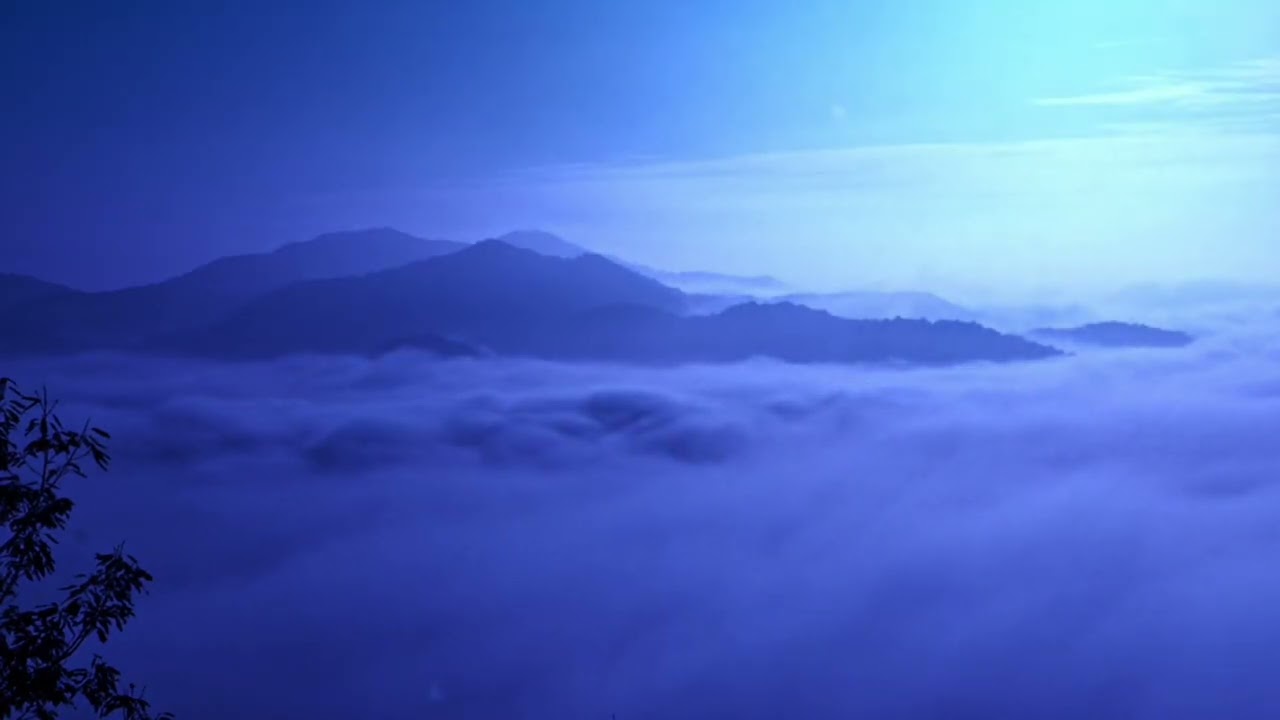 Deep Blue Twilight Clouds & Fog | 60 Min Calming Ambient Sounds - Sleep, Study & Relaxation