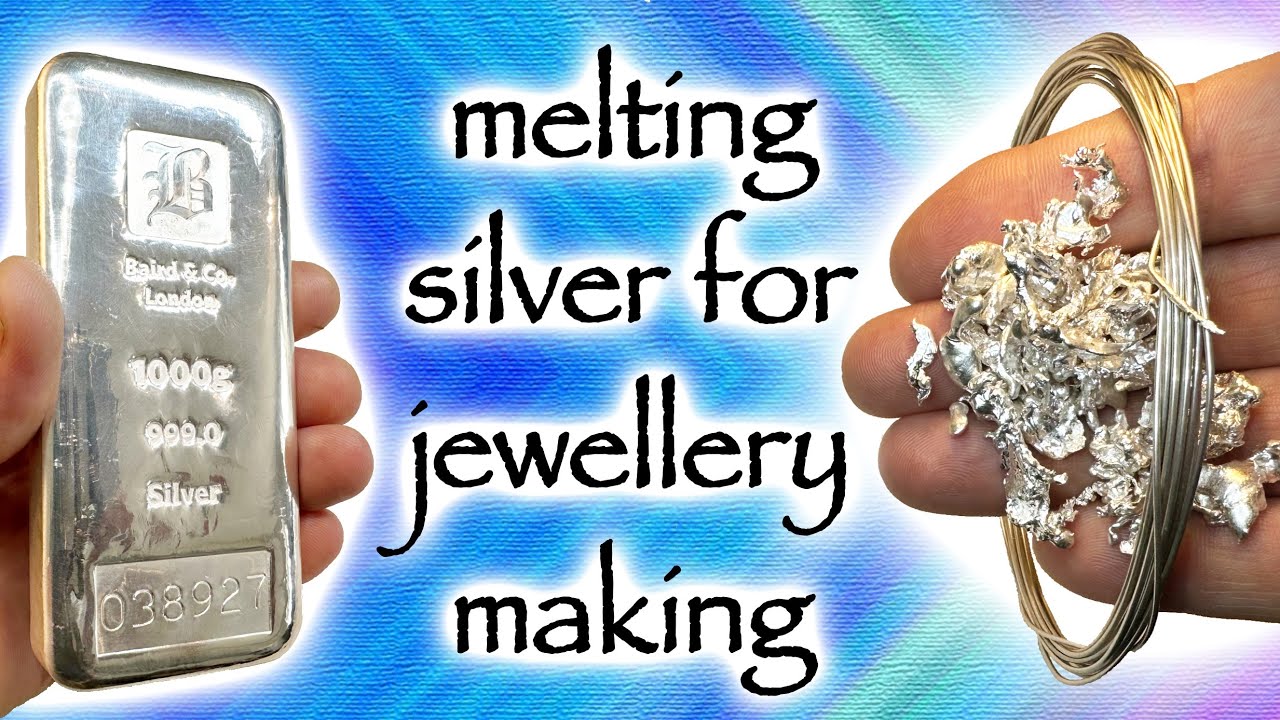 melting a silver bar into grain for making sterling silver wire.