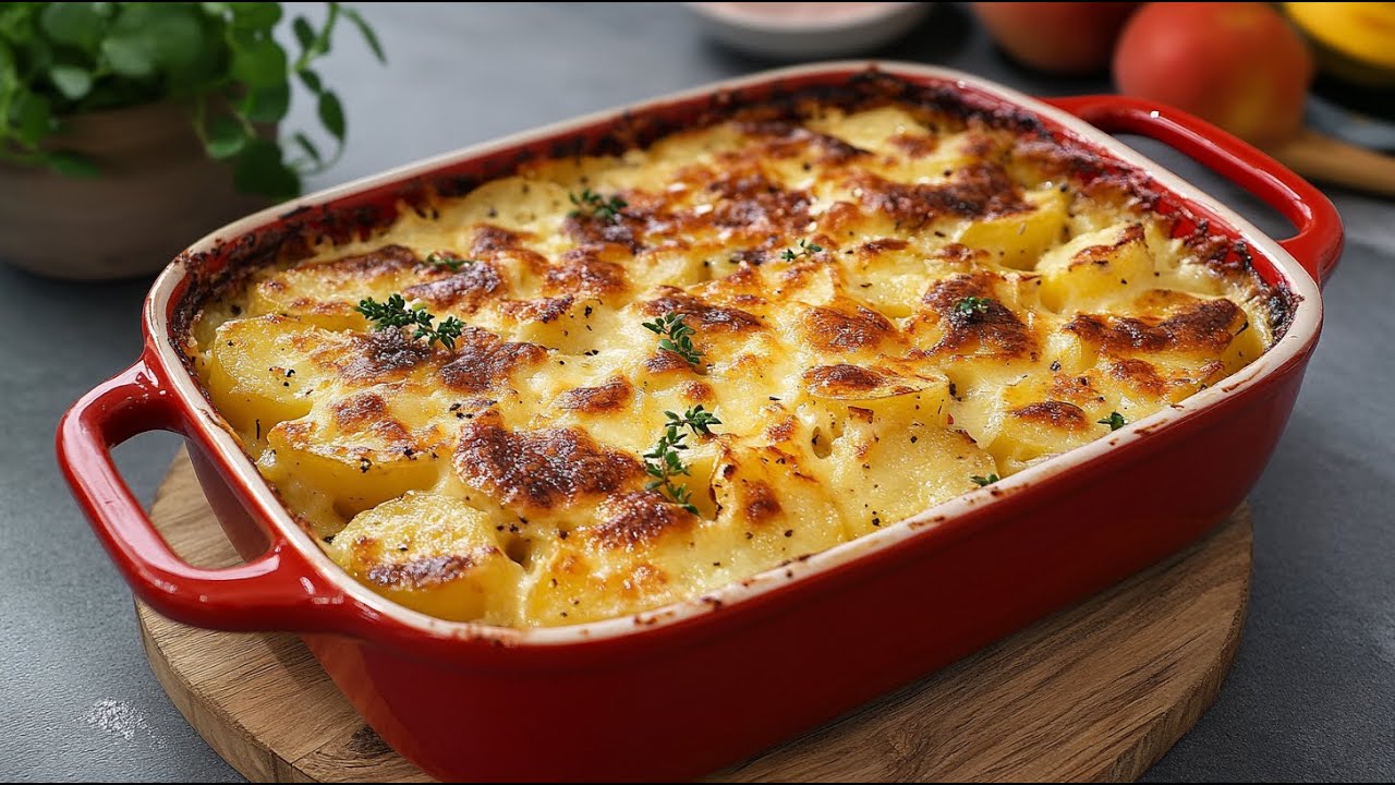 Веганский картофельный гратен с овсяным кремом — Простой рецепт без сыра