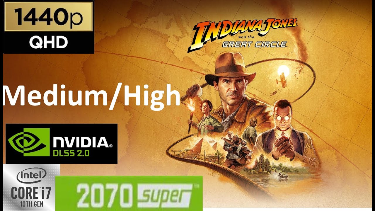 Indiana Jones and the Great Circle - RTX 2070 Super - 1440p - Medium/High - DLSS On/Off - i7 10700k