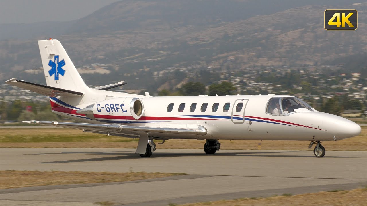Air Ambulance Cessna 560 Citation Encore Taxi & Takeoff from CYYF Airport