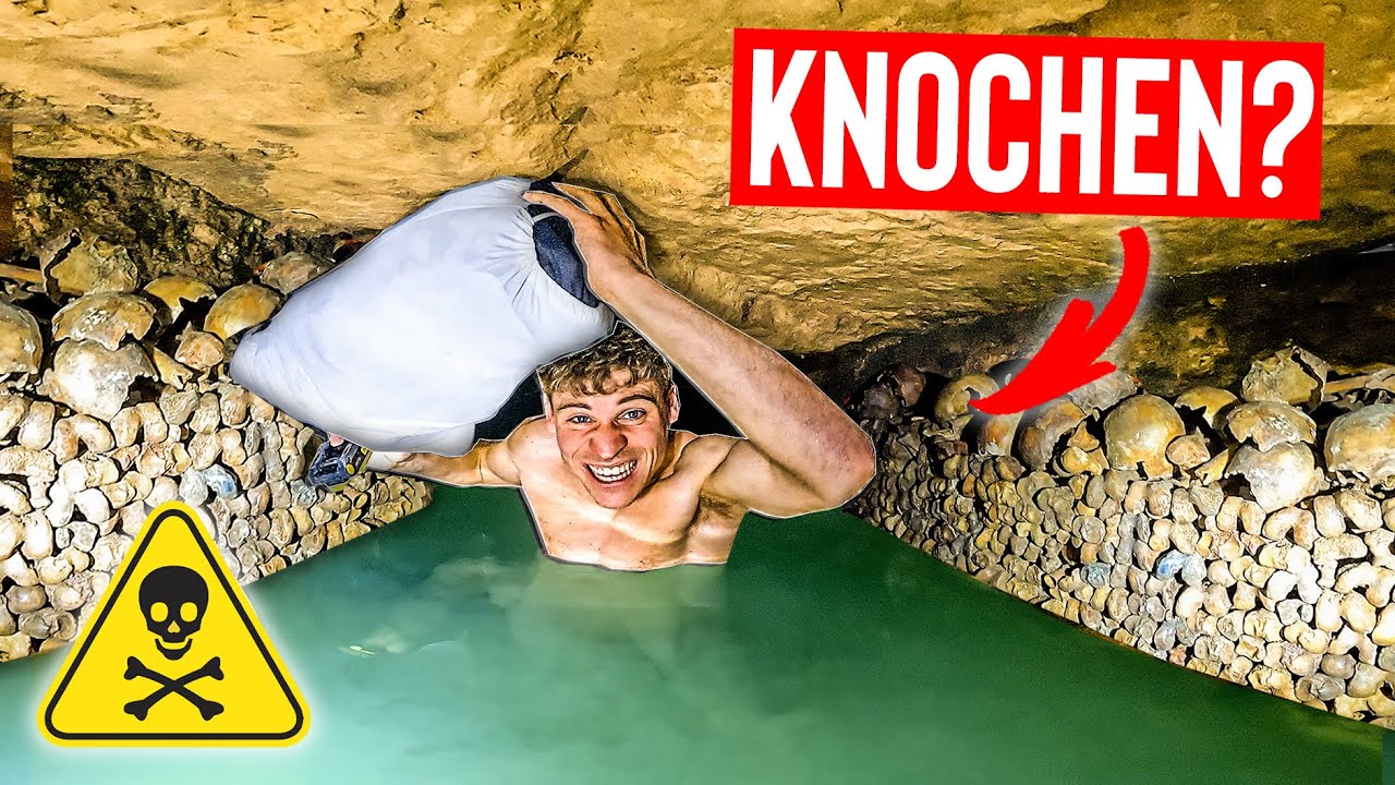 ALLEINE durch die PARISER KATAKOMBEN! 💀KNOCHEN ÜBERALL! BOOTS-TOUR durch UNTERIRDISCHEN FLUSS