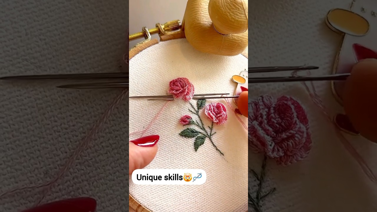 Beautiful Rose Embroidery Stitching #shorts #trending #embroidery #stitch #ytshorts