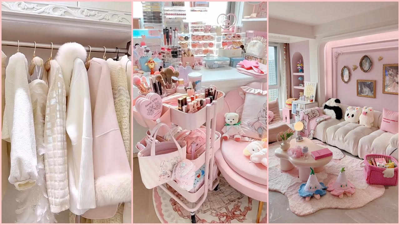 🎀Kawaii Closet Room , Makeup Stationary Rack And Kitchen Organization | Relaxing Organizing✨