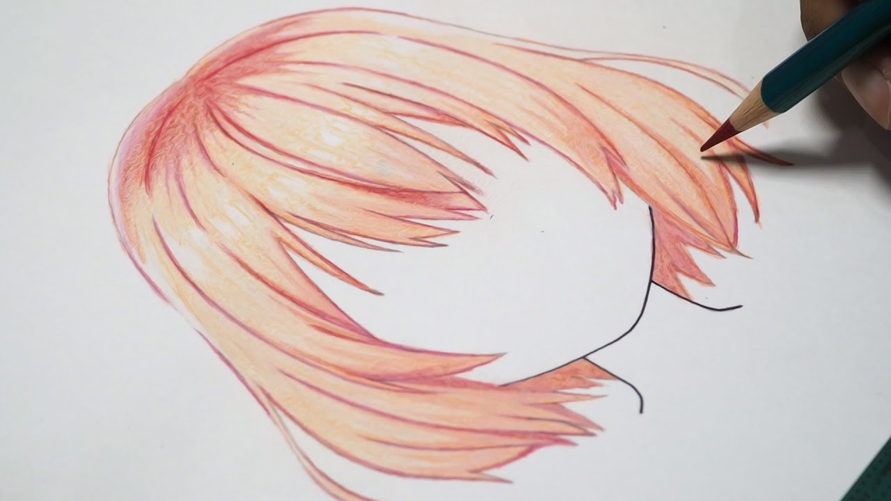 EASIEST WAY TO COLOR ANIME HAIR WITH COLORED PENCILS | Step by step Tutorial for Beginners