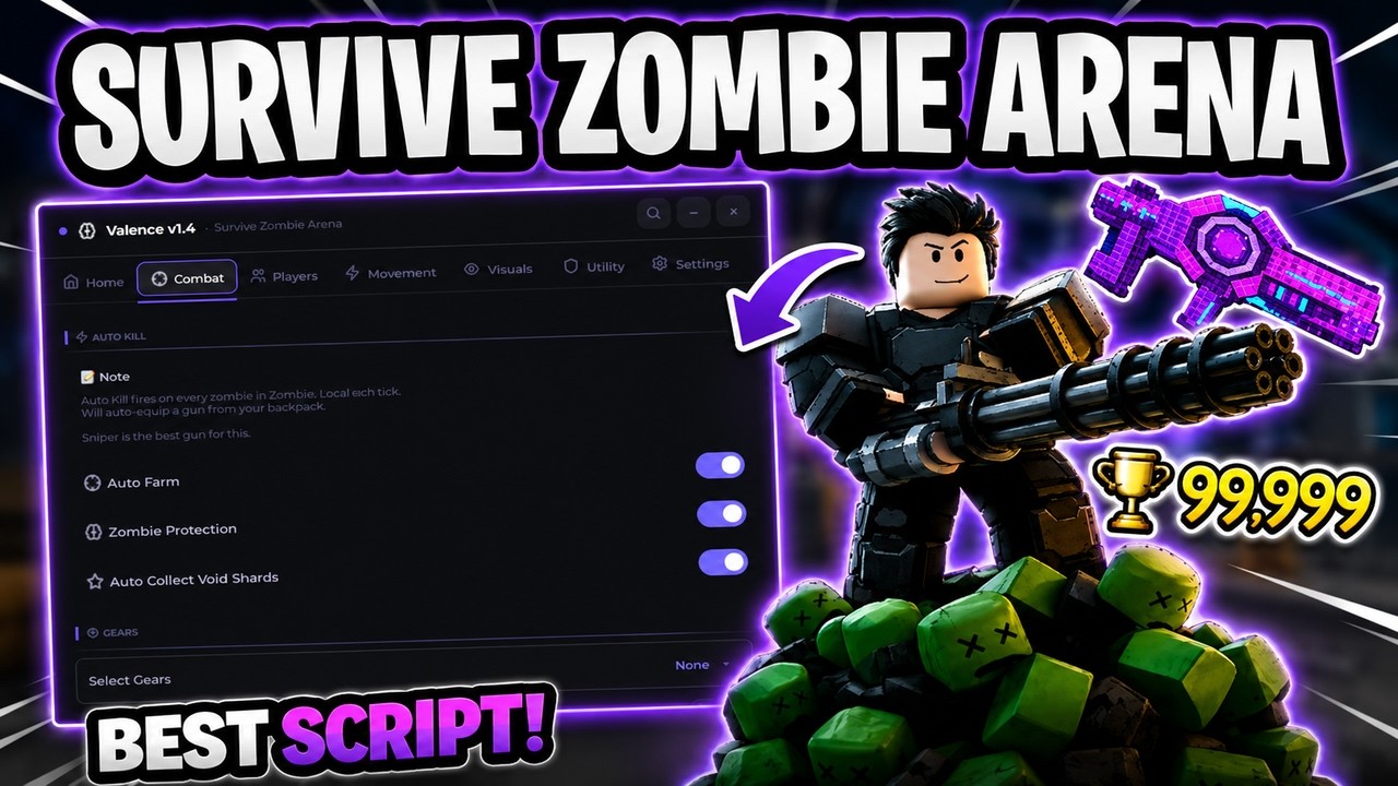 Survive Zombie Arena Script FREE 🔥 Keyless Auto Farm & OP Features (2026)