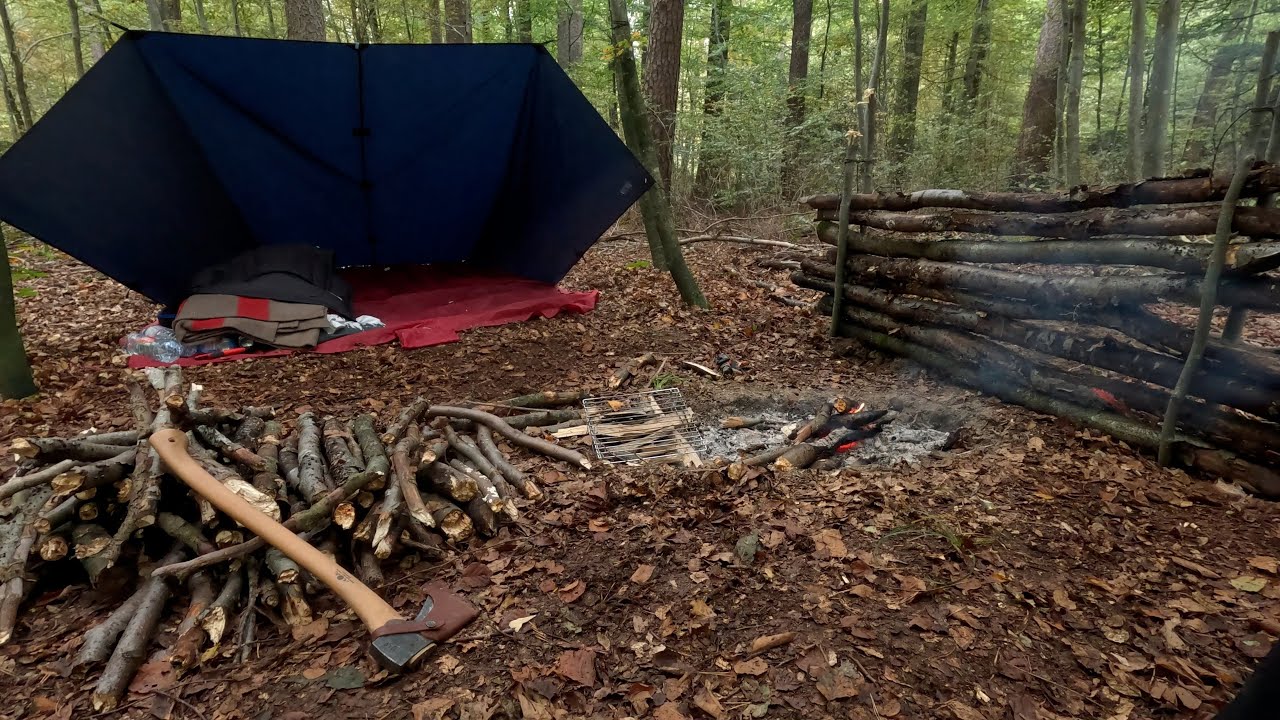 Overnight in the Autumn Forest: Bushcraft and Campfire Meal!