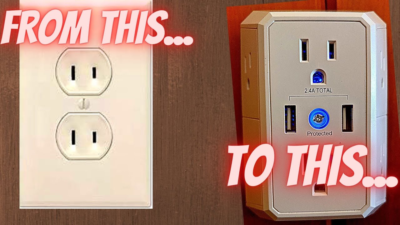HOW TO CONVERT A 2 PRONG OUTLET INTO A 6 OUTLET, 2 USB SURGE PROTECTOR