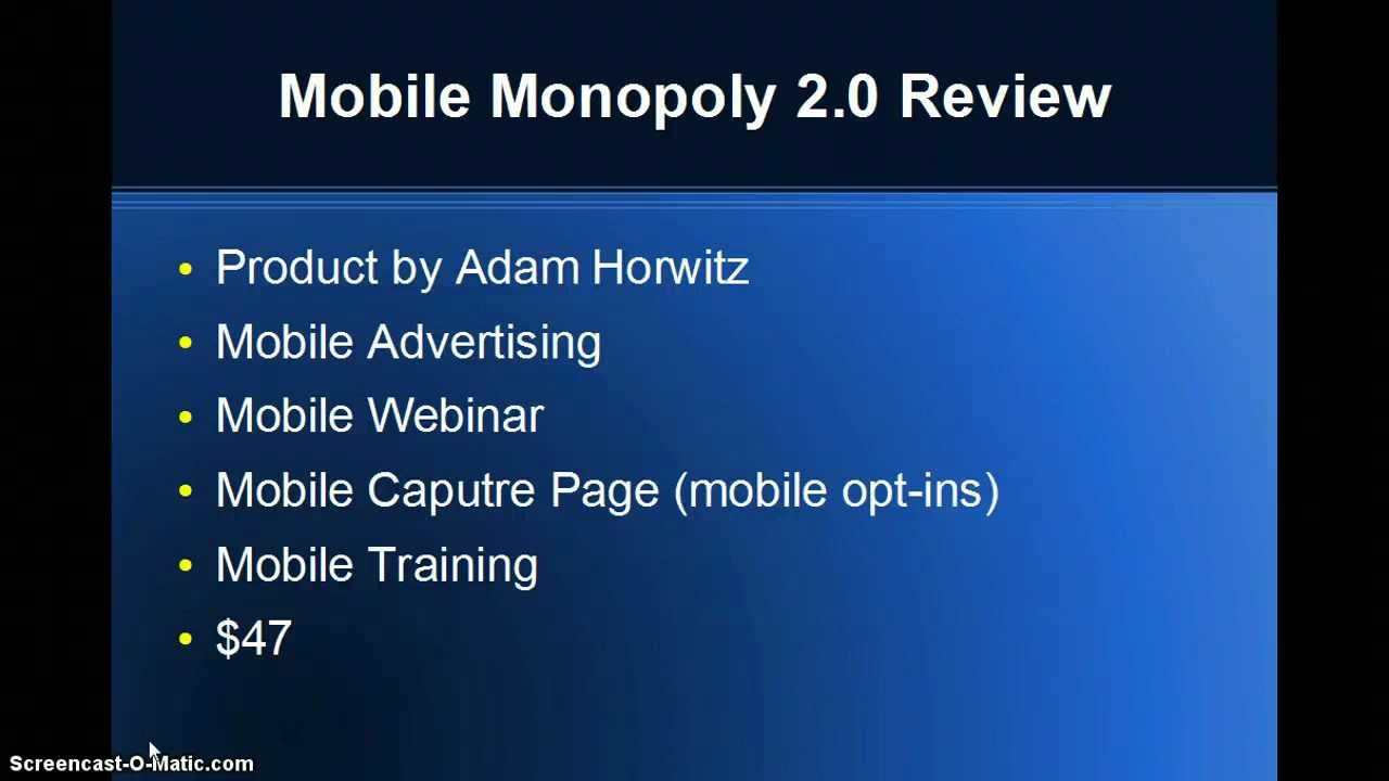 Mobile Monopoly 2.0 Review by Adam Horwitz......Scam?