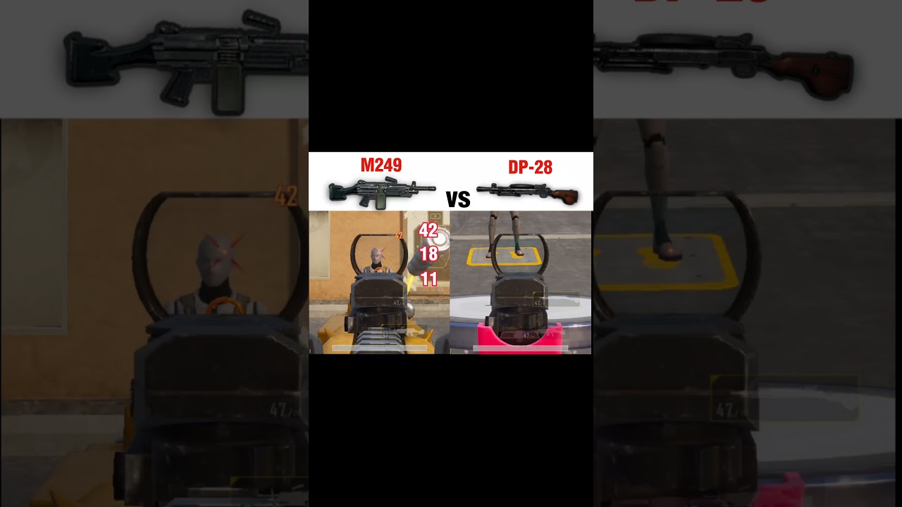 M249 vs Dp-28 damage 😱 || #pubg #pubgtipsandtricks