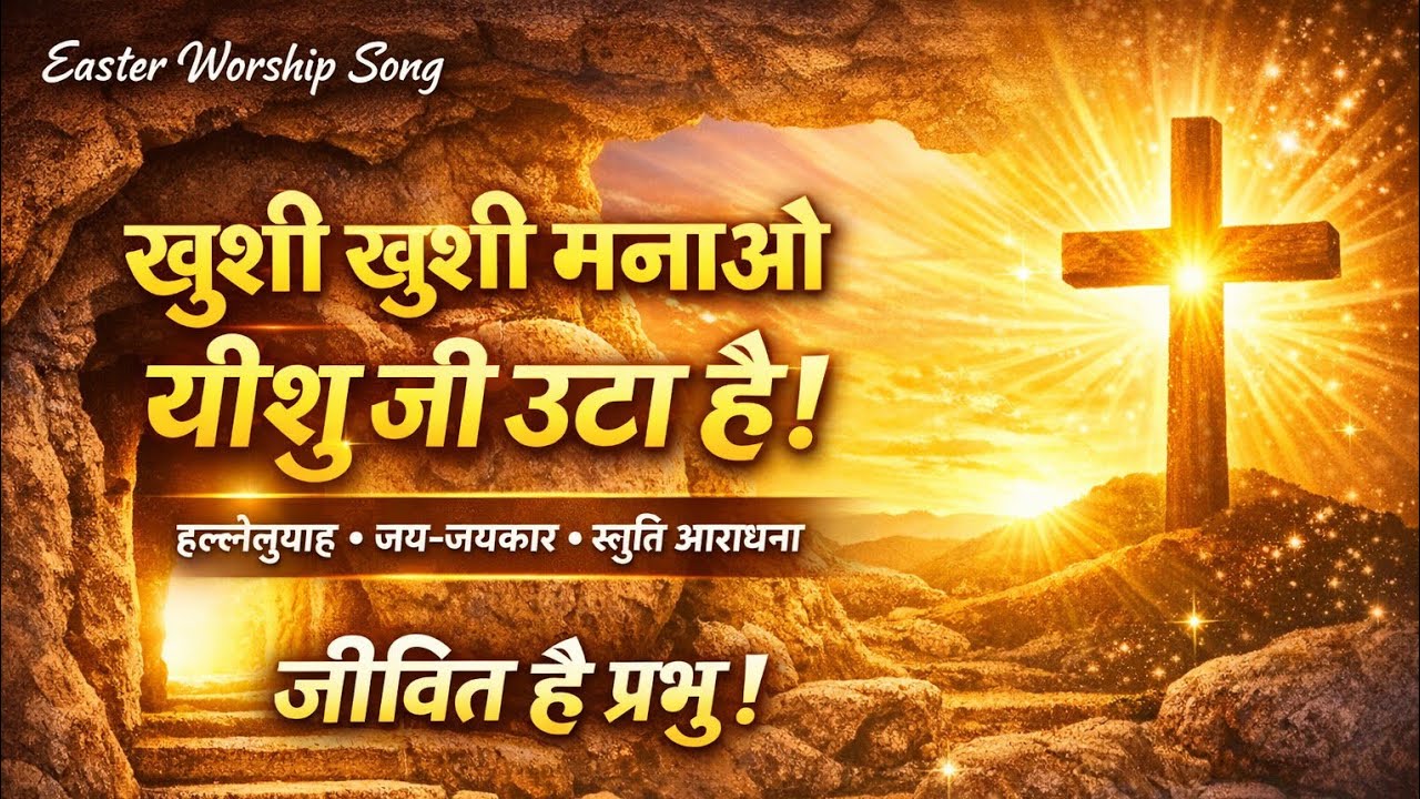 खुशी खुशी मनाओ।यीशु जी उठा है।हल्लेलुयाह गाओ।नया जीवन दिया प्रभु ने।जय-जयकार करो प्रभु की।