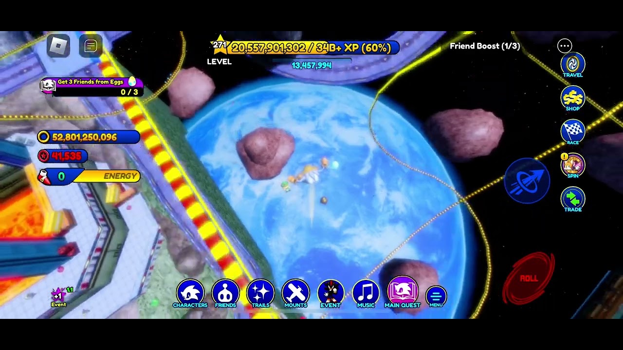 Roblox: Sonic Speed Simulator: Project Shadow event: bounce around in Space