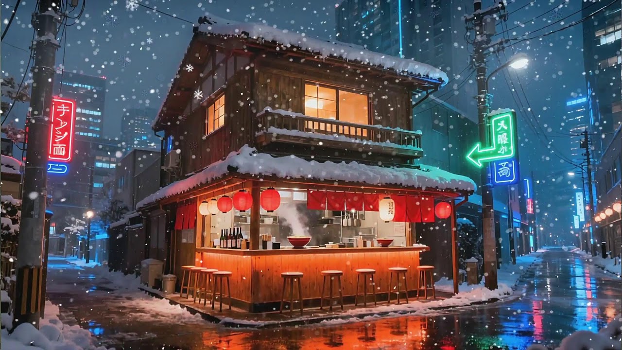 Late Night Ramen Blizzard ❄️🍜 | Tokyo Snow Lo-Fi for Focus & Chill Vibes