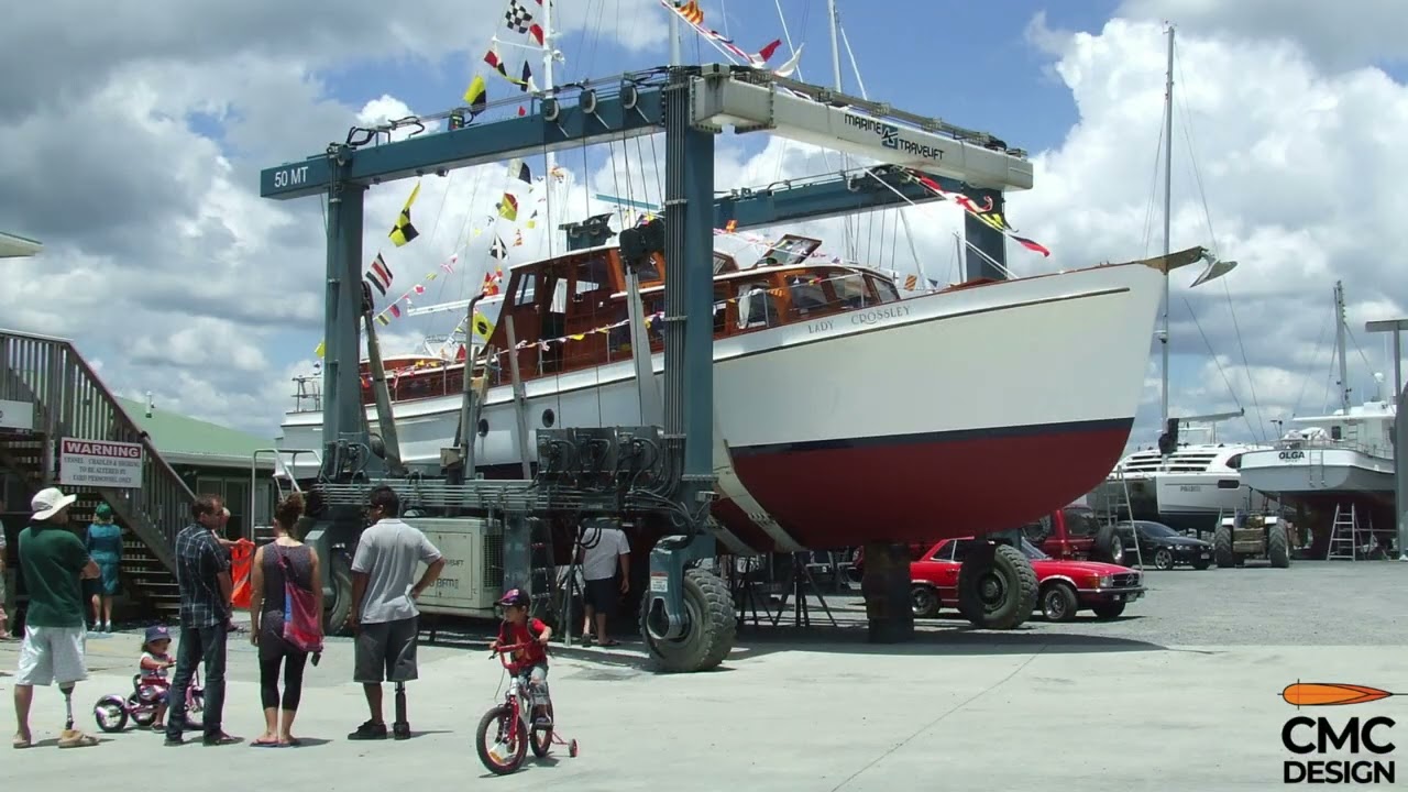 Lady Crossley, classic wooden launch, New Zealand. Restored by boatbuilders CMC Design Opua in 2013