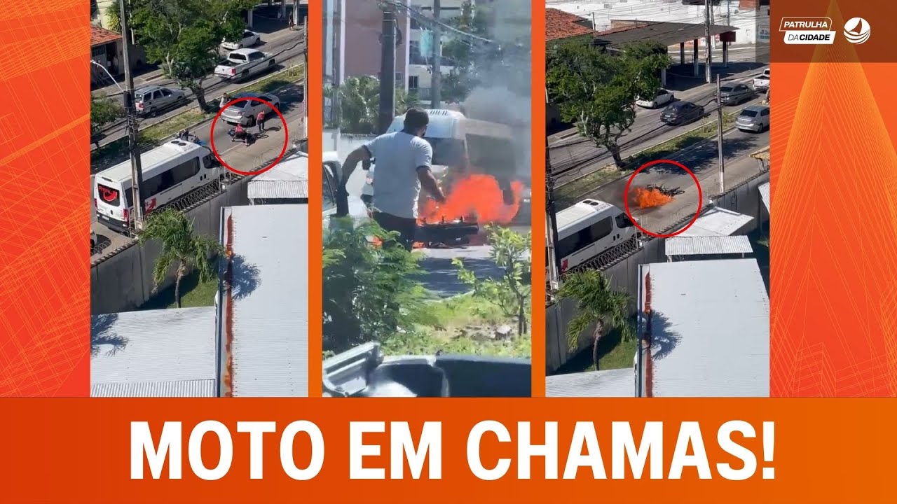Moto incendiada em Natal após briga de torcidas!