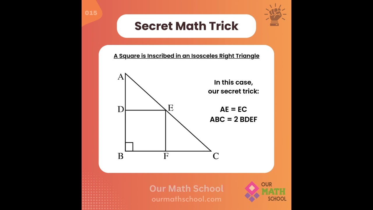 🎩 Secret Math Trick 🟩 A Square is Inscribed in an Isosceles Right Triangle Shortcut (SL 015)