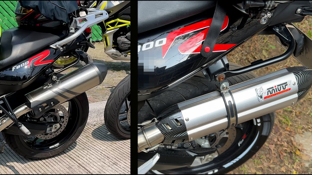 BMW F800R escape stock vs escape Mivv