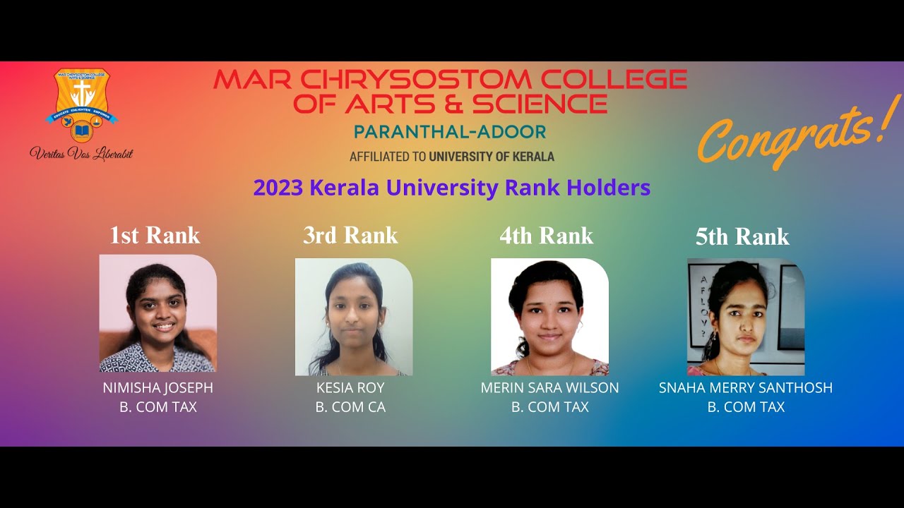 MCC Testimonials of Rank Holders: Snaha Merry Santhosh, 5th Rank, B.Com Tax