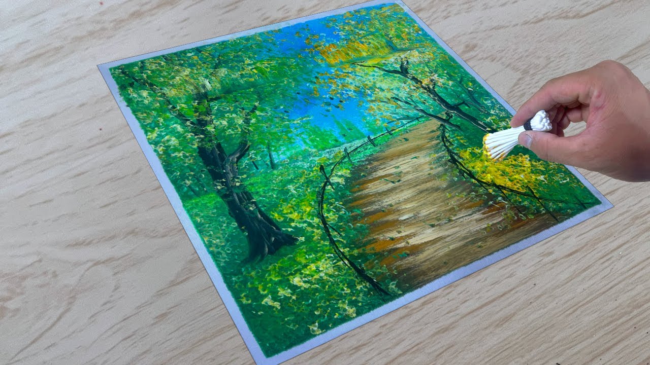 Acrylic painting for beginners / How to paint a country road / landscape painting