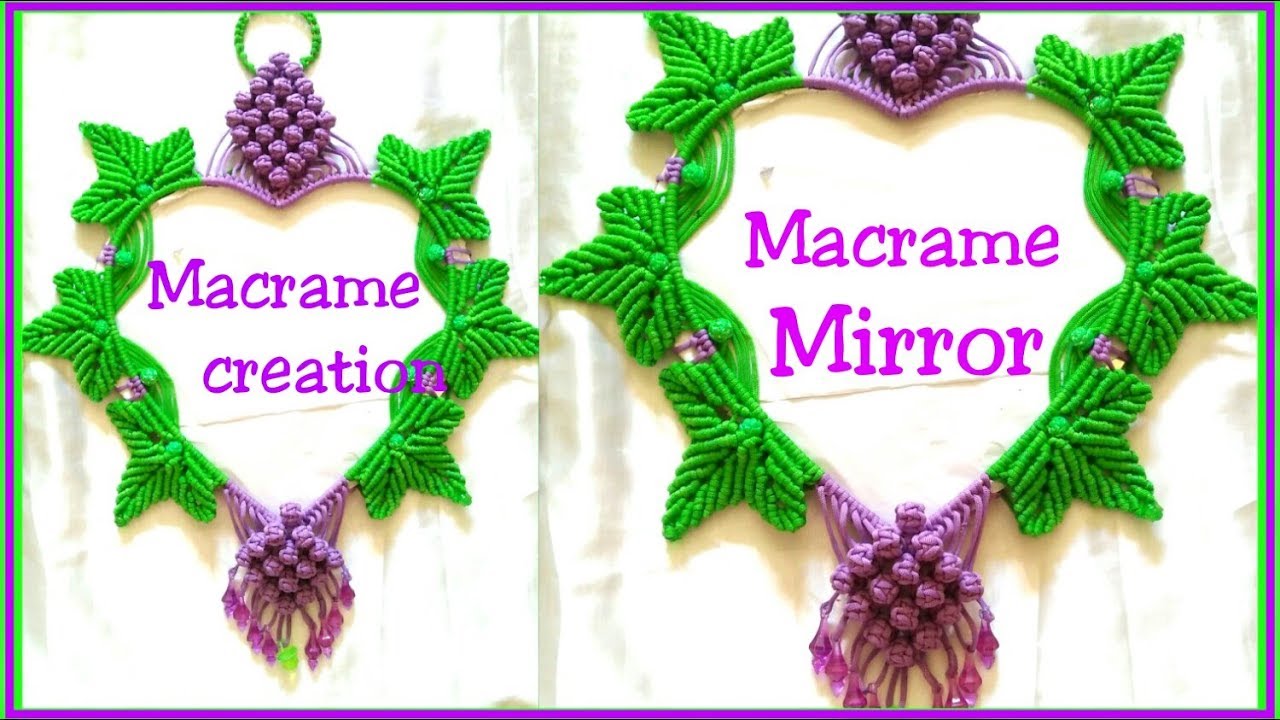 Macrame blue Berry design Mirror /New Macrame Heart ♥ shape mirror wall hanging
