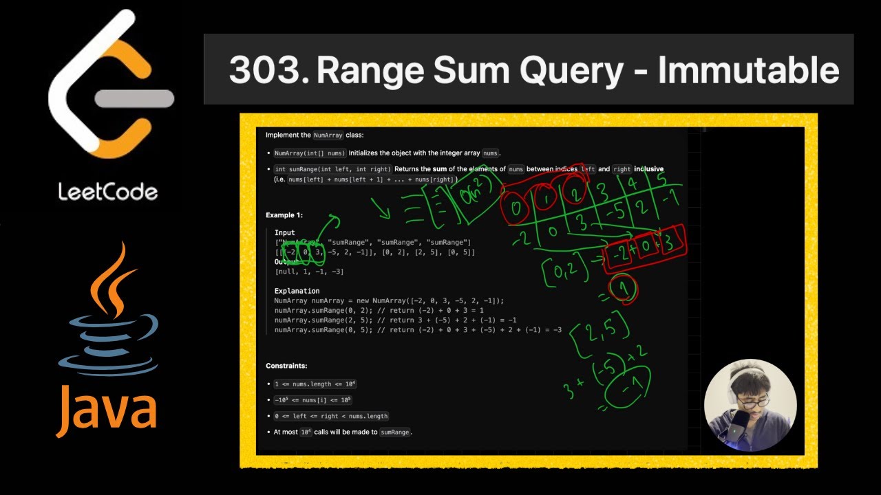 LeetCode 303. Range Sum Query - Immutable (JAVA)
