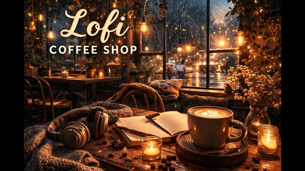 Rainy Night Café Study Session 🌧️☕ | Cozy Study Room with Cat 🐱