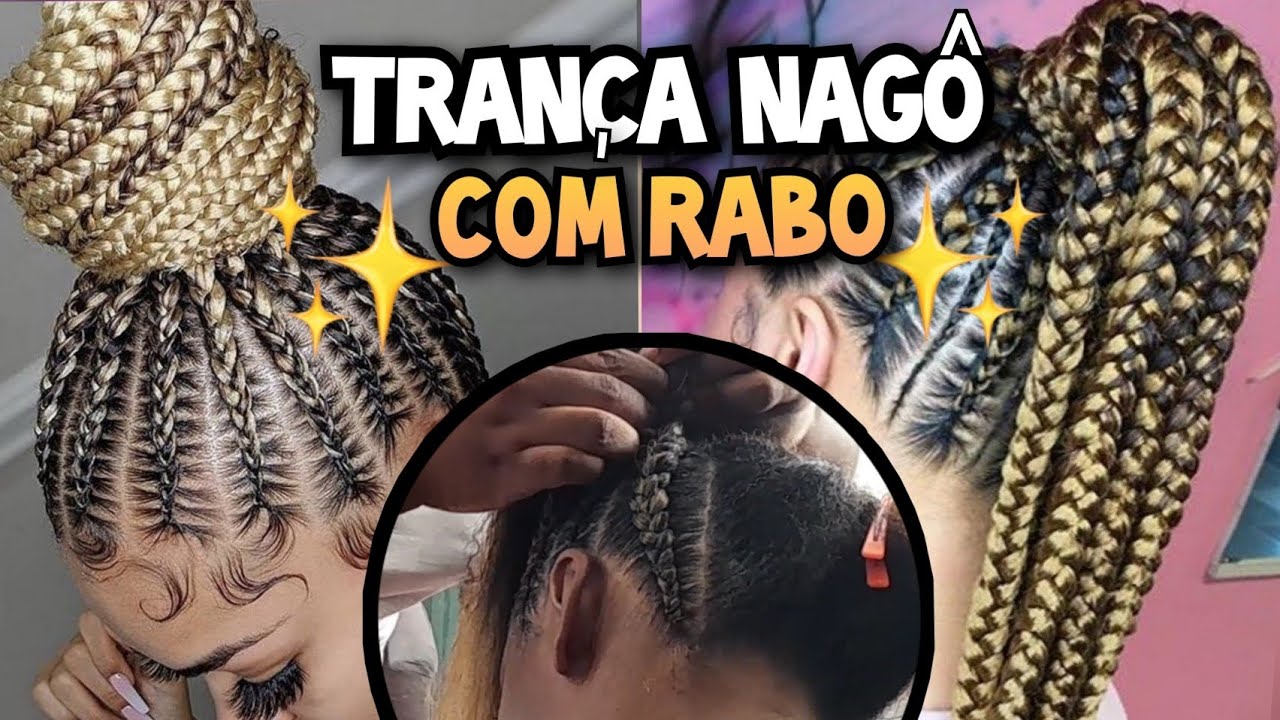 COMO FAZER TRANÇA NAGÔ COM RABO | Nagô com jumbo para iniciantes (rabo trançado)