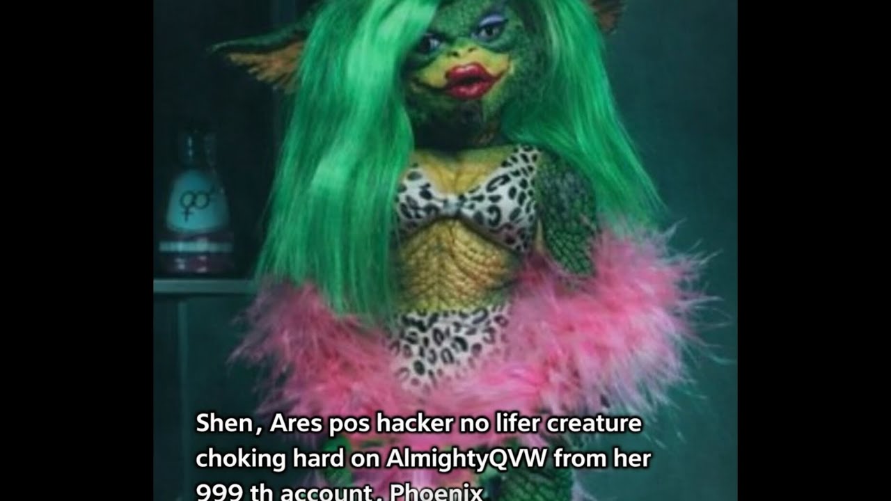 Shen , Ares Incel Hacker, server user, choking hard on AlmightyQVW from her 999 th account, Phoenix