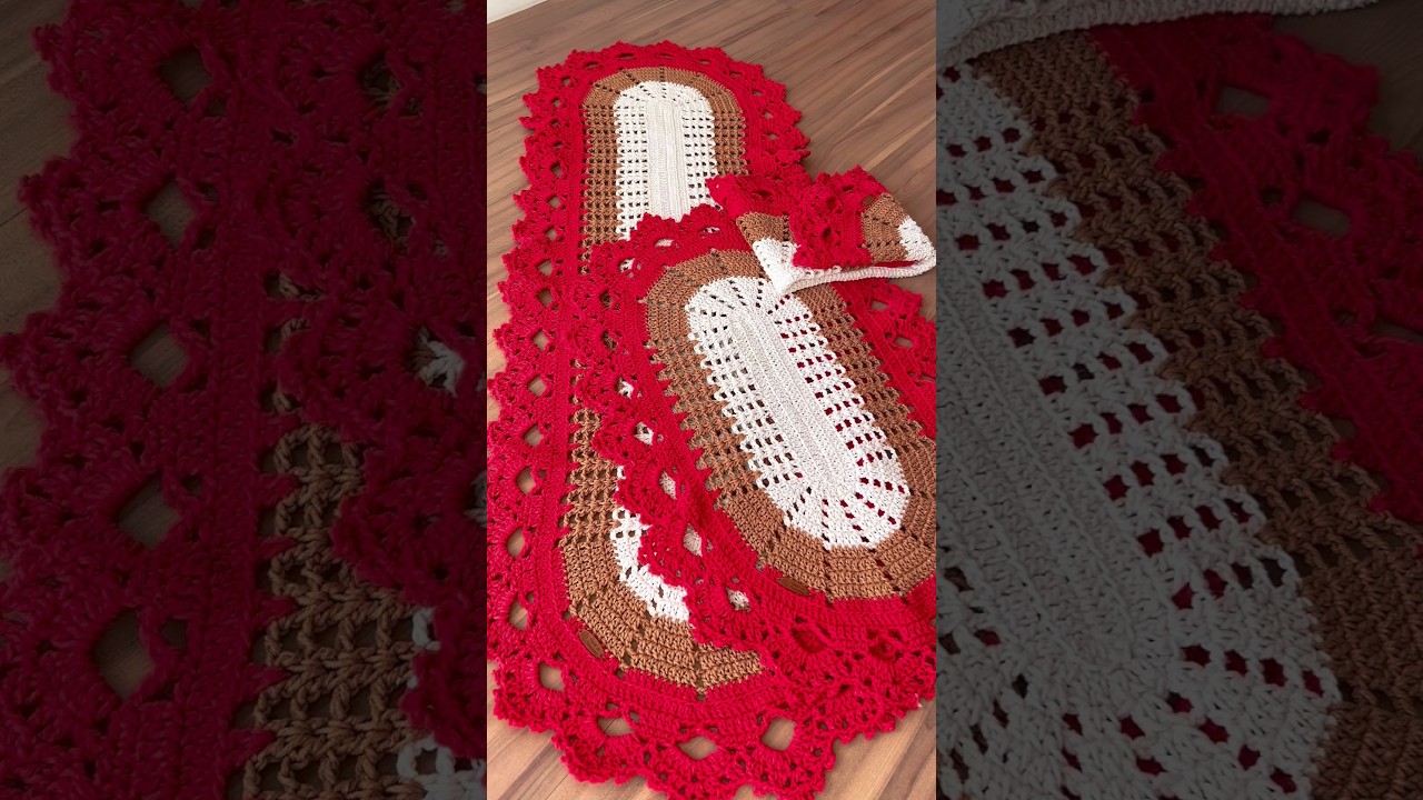 ￼ jogo de cozinha de croch&ecirc; passo a passo tapete de croch&ecirc; oval video aula tutorial