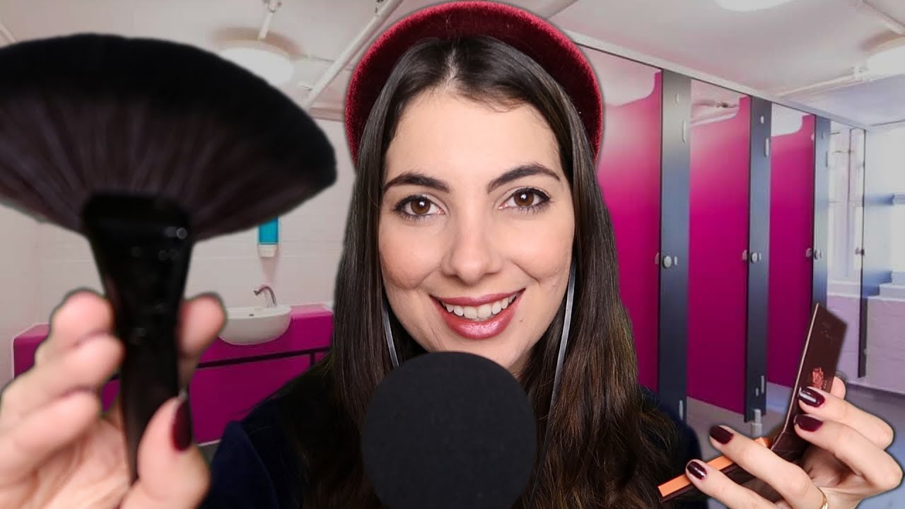 ASMR   AMIGA POPULAR FAZ SUA MAKE NO BANHEIRO DA ESCOLA