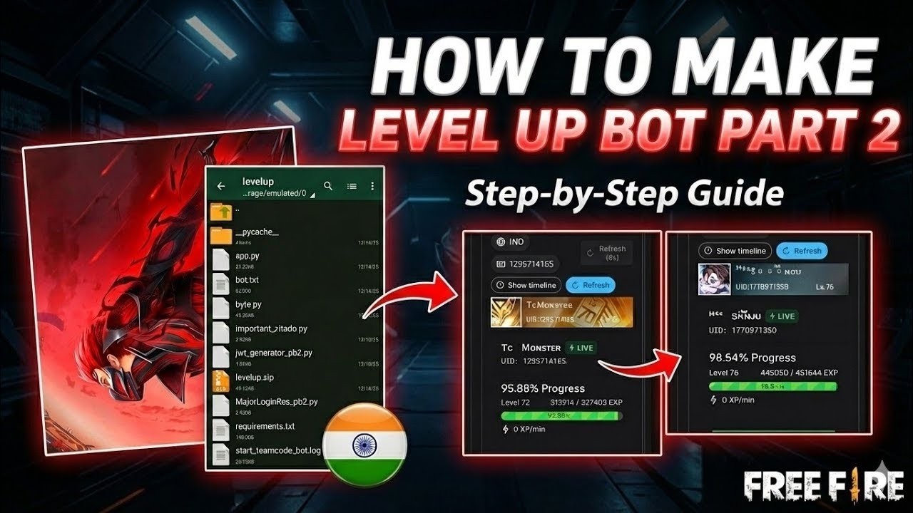 Free Fire Automatic Level Up Bot🤖 1 to 100 Level 😱 Desi Level up Bot 🔥 IN 2026