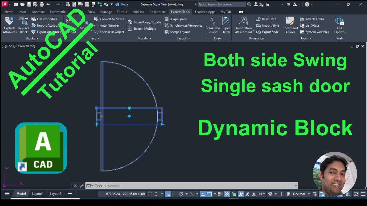 How to Create a Both Side Swing Single sash door as Dynamic Block in AutoCAD