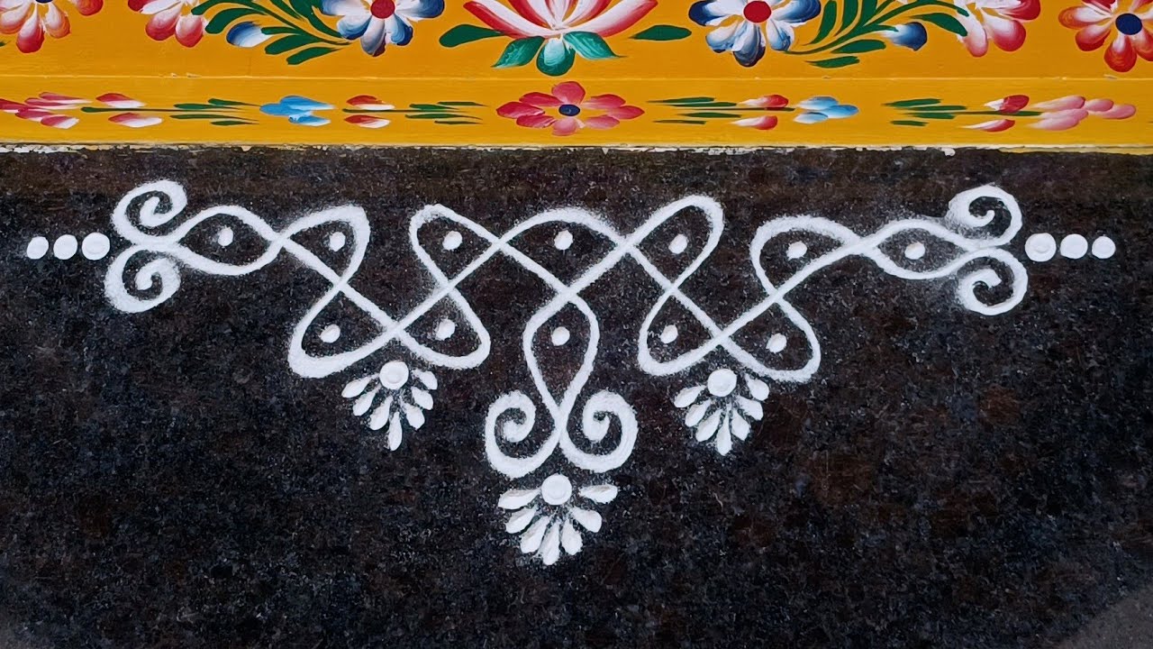 Beautiful border rangoli designs | Friday rangoli | Simple border muggulu | Daily rangoli designs