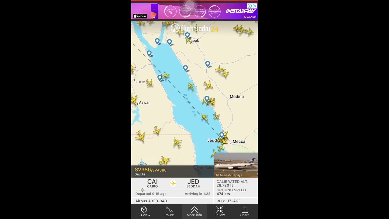 تطبيق لمراقبة حركة الطائرات ورقم الرحلة-Flightradar24
