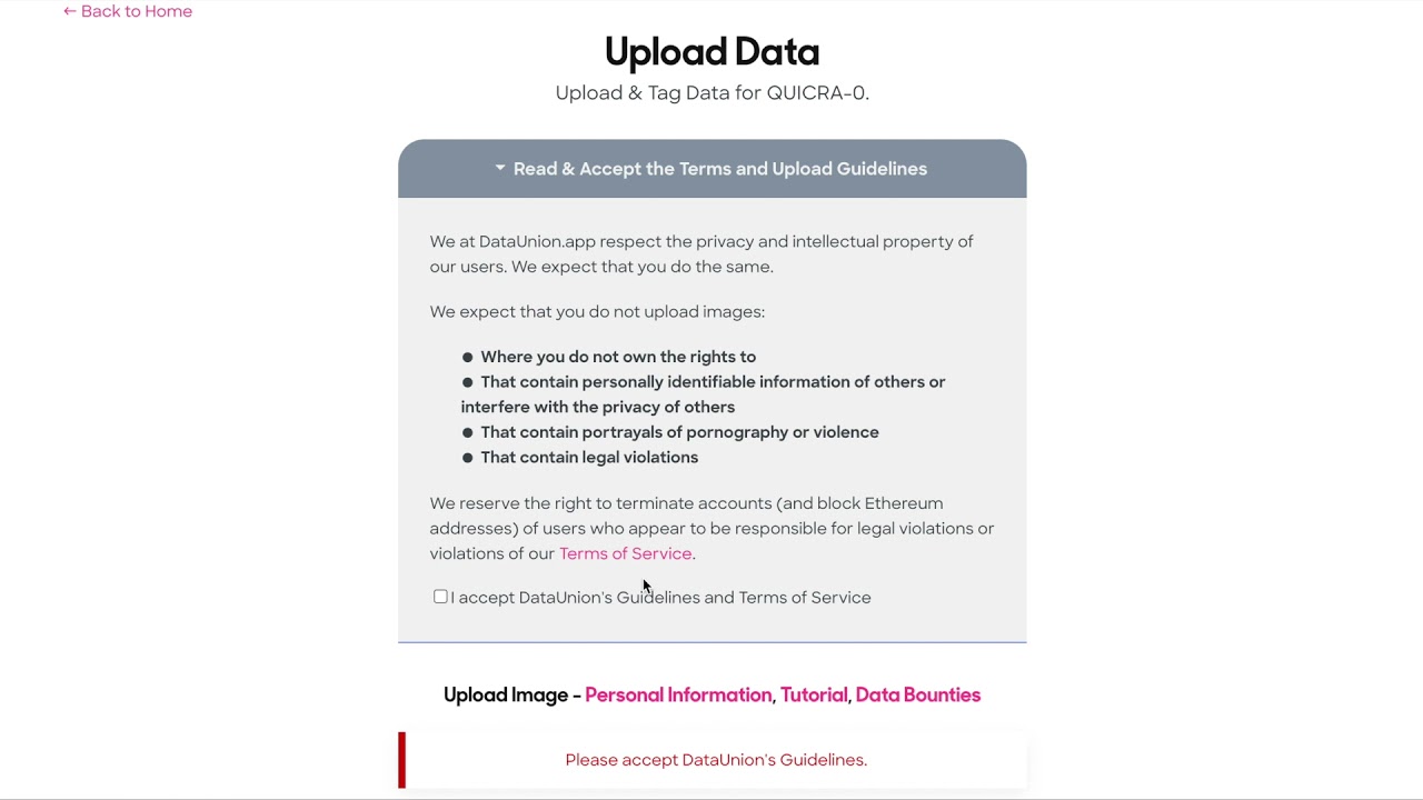 DataUnion.app Mantis web app tutorial video - Upload