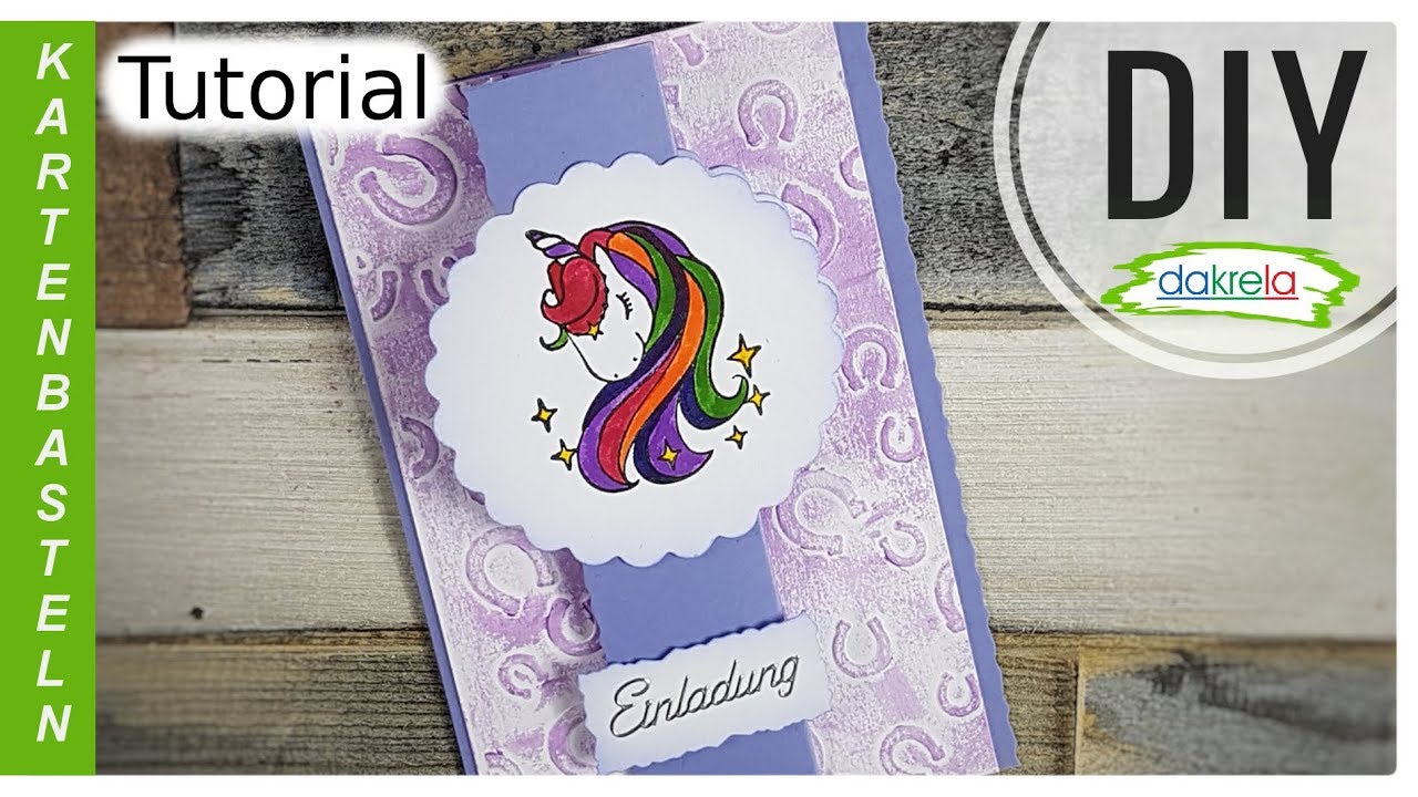 Z-Fold-Card Einladung Kindergeburtstag Einhorn DIY / Grußkarte basteln  [Anleitung | deutsch]