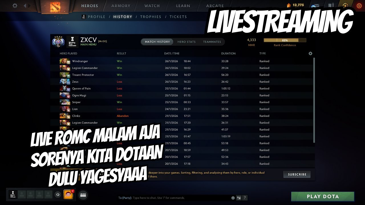 [LIVE] DOTA - MABAR 50K, REQUEST HERO 100K, BACA KODAM 1000K