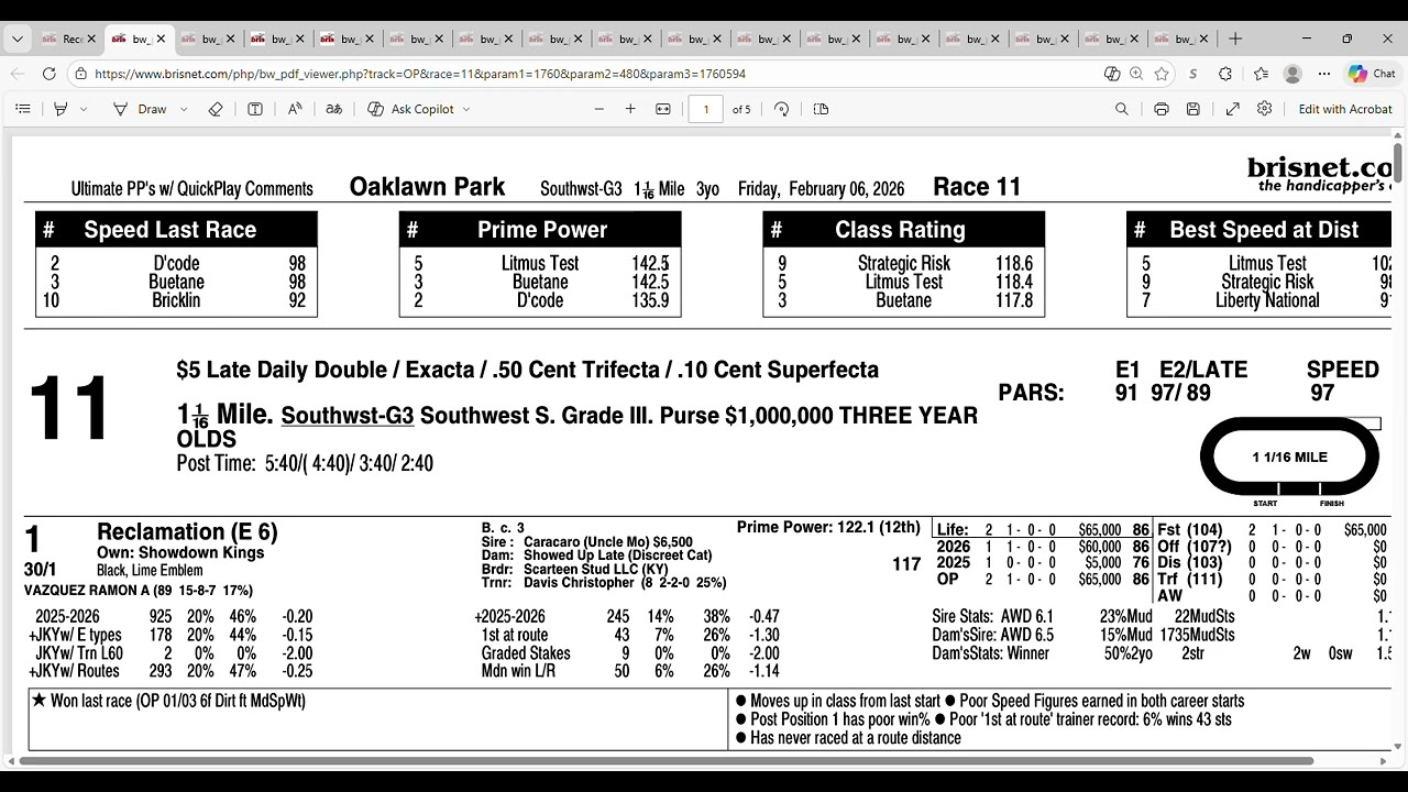 2026 Southwest Stakes Full Field Analysis and Picks | Oaklawn Park