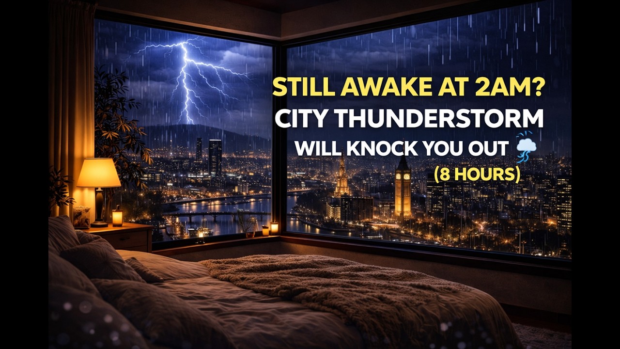 Still Awake at 2AM? City Thunderstorm Will Knock You Out 🌩️ | 4K 8 Hours