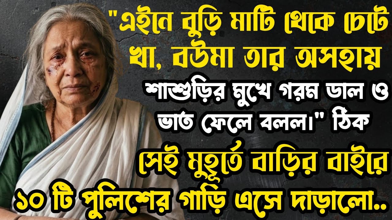 এই বুড়ি, নে ডাল ভাত মাটি থেকে চেটে খা, বলে বউমা তার শাশুড়ির মুখে গরম ডাল ফেলল! কিন্তু এরপর দরজায়
