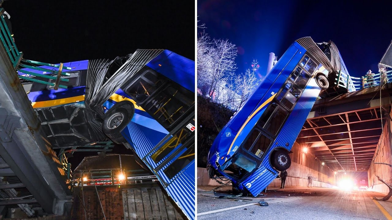 MTA bus drives off Bronx overpass, hangs off edge; several injured
