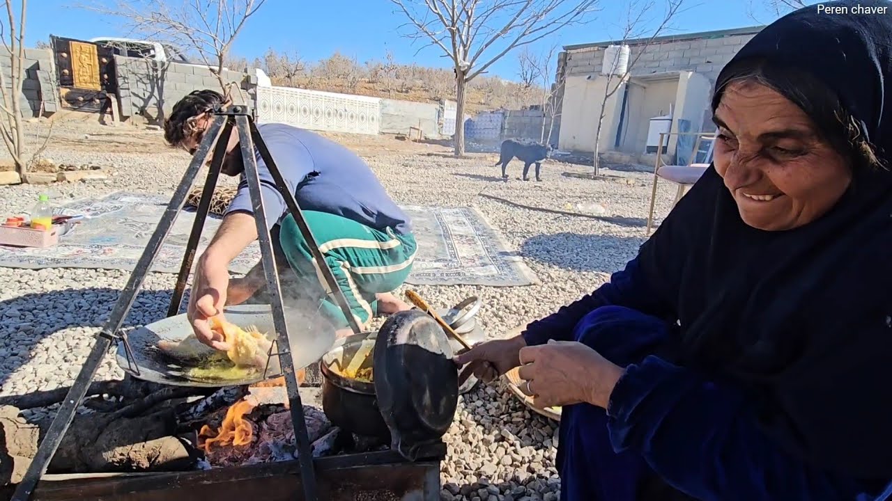 Wood fire and the aroma of food: Grandma's cooking in nature
