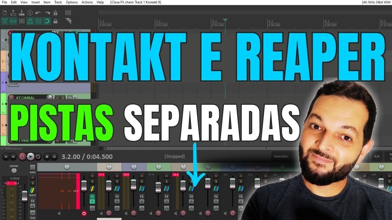 KIT KONTAKT DENTRO DO REAPER EM PISTAS SEPARADAS FACIL DEMAIS