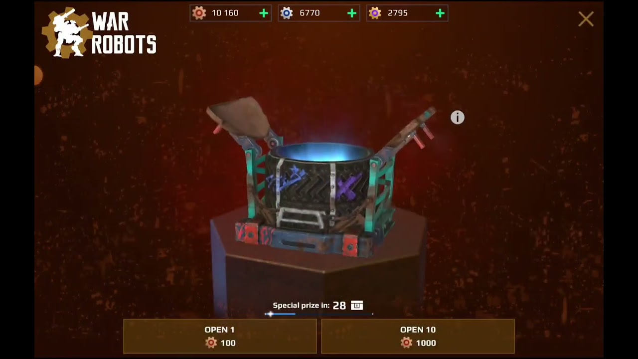 War Robots - 10x Openings of Scavenger Rising BRONZE (100 Token) Event chests + Guaranteed prize