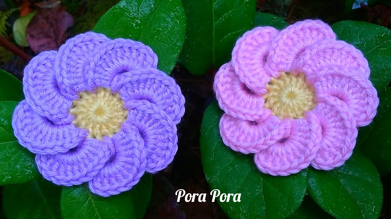 How To Crochet A Flower I Crochet 3D Flower I Crochet 8 Petals Flower