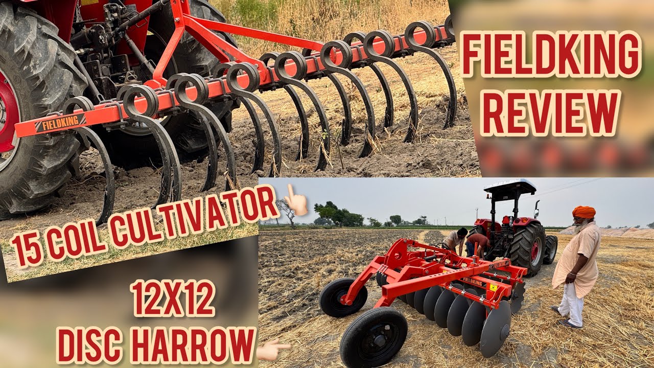 Fieldking 15 double coil cultivator❤️‍🔥//12x12 disc harrow❤️//Massey 2635😇
