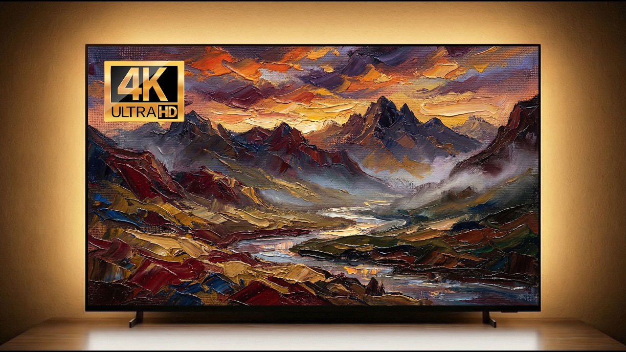 TV Screensaver 4K | Dramatic Mountain Sunset Landscape | TV Screensaver Art | 3 Hours of Painting